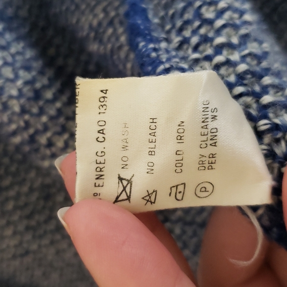 Rodier Paris cardigan sweater longline, made in Paris France, blue, wool. Large - Picture 6 of 8